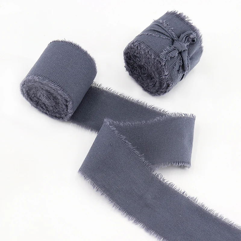 Emerald Green Frayed Edge Cotton Ribbon for Gift Packaging & Floral Bouquets – 3.8cm Wide
