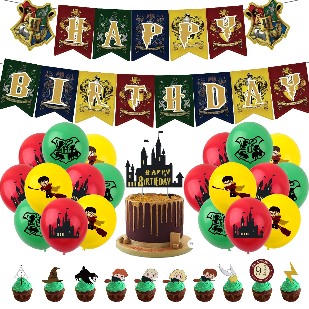 Hot Harry Potter Cartoon Magic Theme Latex Ballons Owl School Banner Happy Birthday Party Favors Baby Kids Toy Boys Decorations