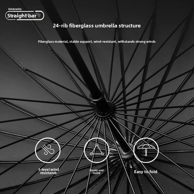 Thiened Carbon Steel 24-Bone Umbrella Windproof Long Handle Double Size for Men And Women Special for Heavy Rain