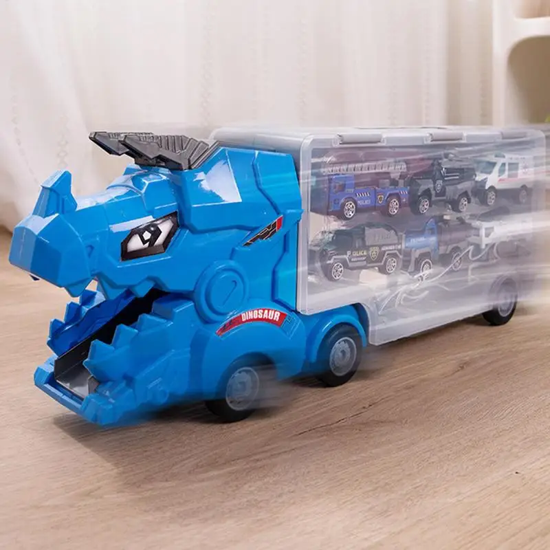 Transport Dinosaur Truck 6 Car Dinosaur Shape Toy Truck Transporter Mega Hauler Toy Fun KidsMotor Vehicle Playsets Interactive