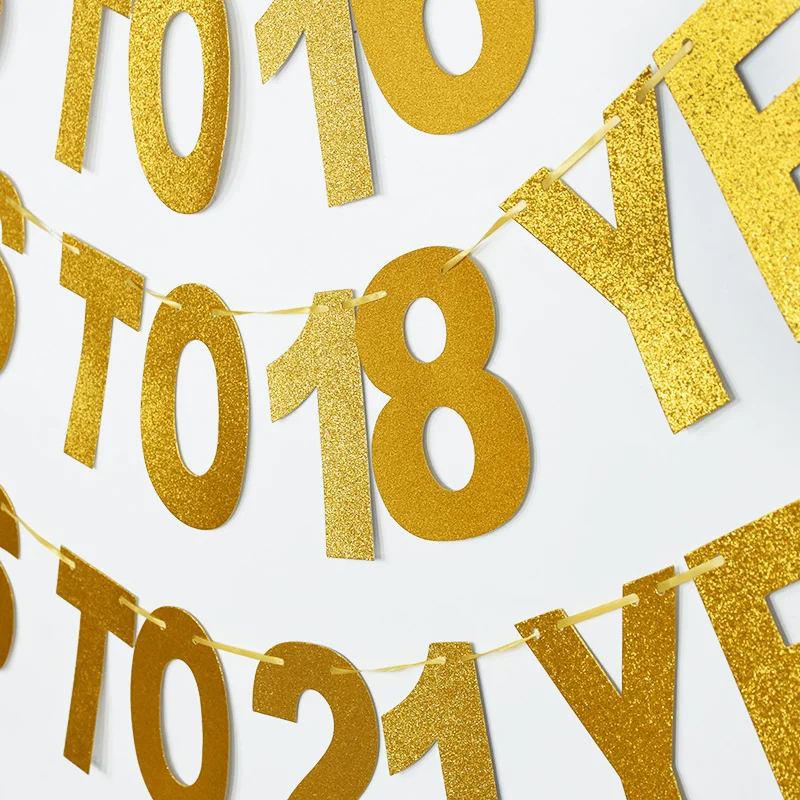 Happy Birthday Banner Flags Gold Cheer To 30th 40th 50th 60th Paper Garland Bunting Adult Birthday Party Hanging Decoration paper birthday banner birthday banner paper garland party decorations triangular flags burlap linen bunting flags