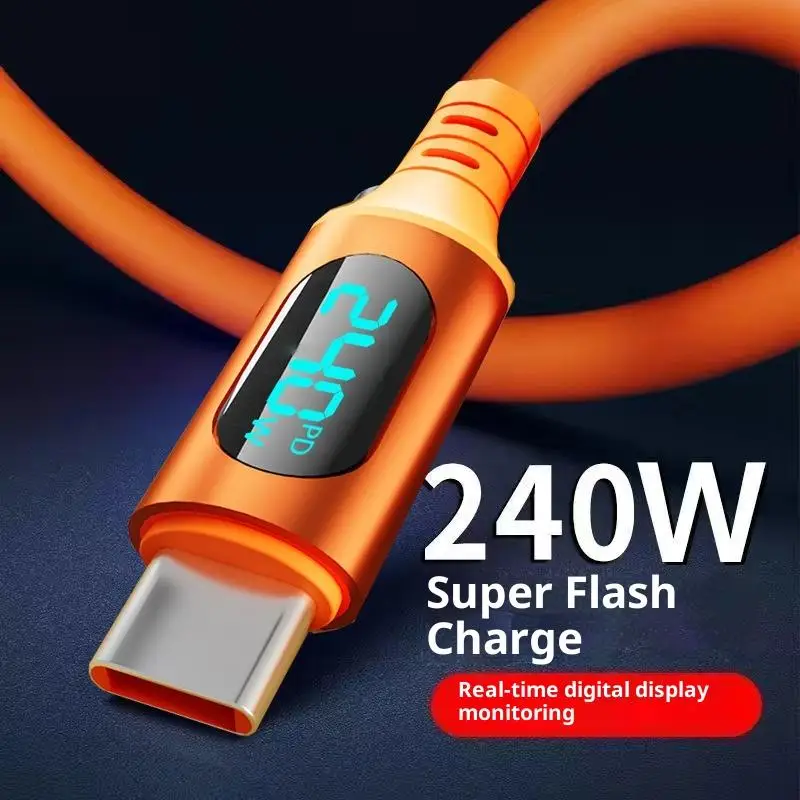 สายชาร์จเร็ว Type-C 240W พร้อมจอ LED สำหรับ HUAWEI