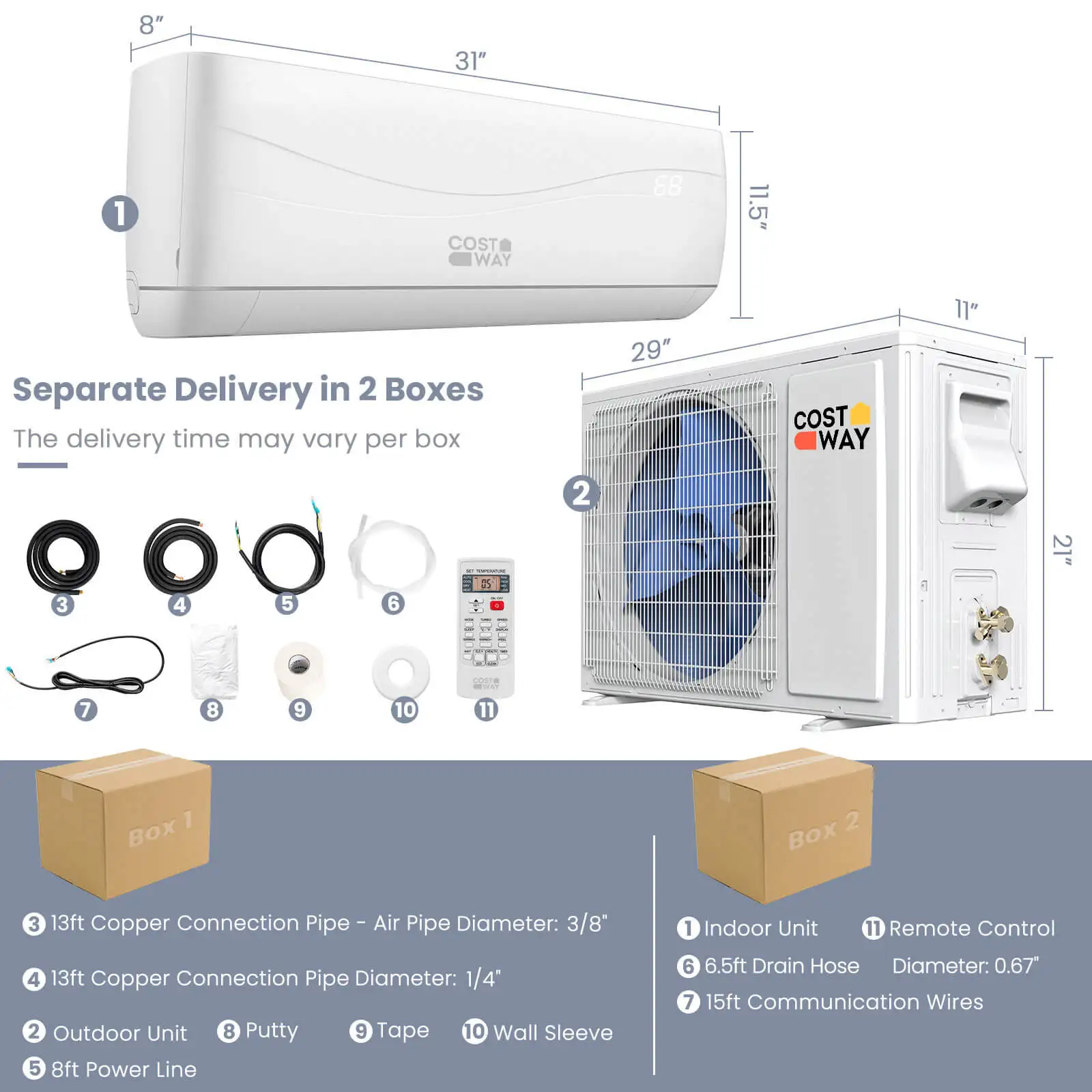 12000 BTU Mini Split Air Conditioner & Heater Ductless 17 SEER2 750 Sq. Ft 2