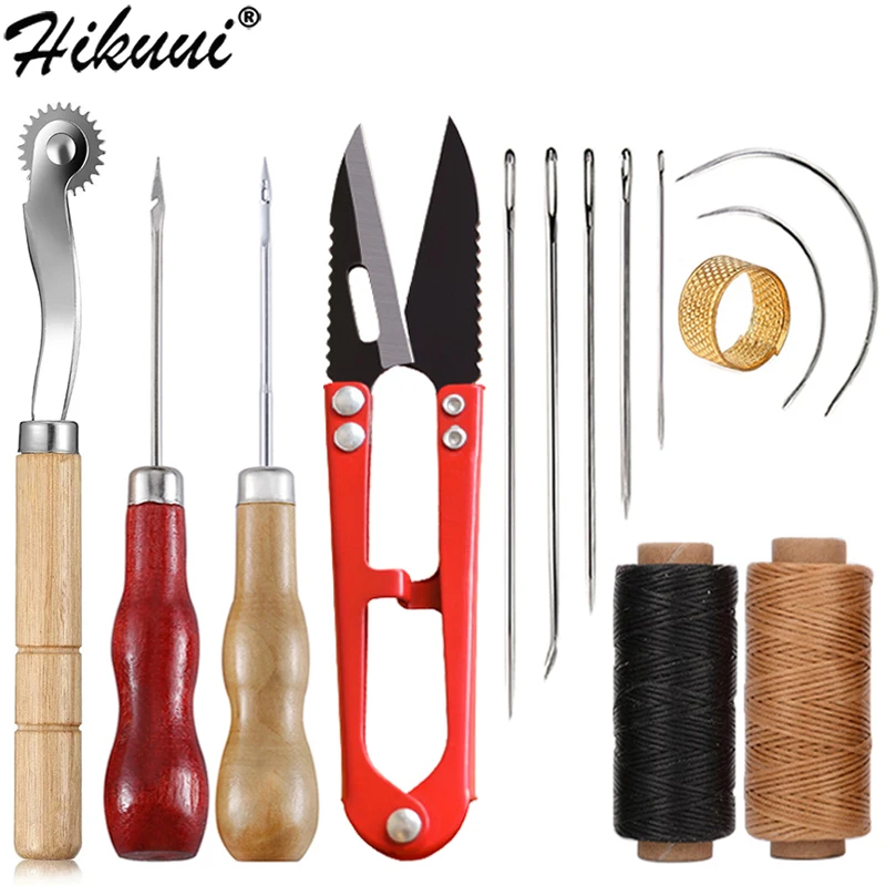 Description Picture 4 of itemHand Sewing Tools for Leather 30M Waxed Thread Stitching Needles Yarn Scissors Sewing Awl Leather Working Shoes Repair Tools