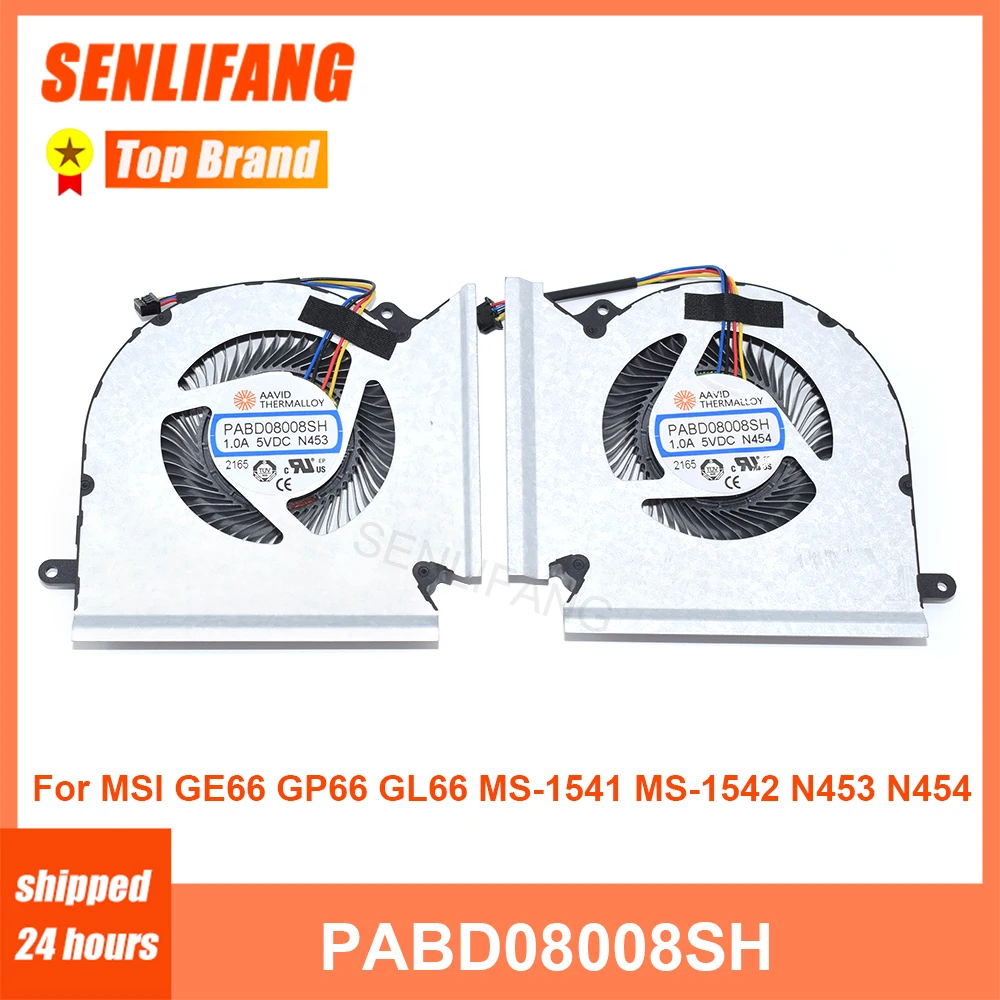 Ventilador Portátil Gpu Cooler Cpu para Msi Ge66 Gp66 Gl66 Ms1541 Ms-1542 Pabd08008sh N453 N454 Novo