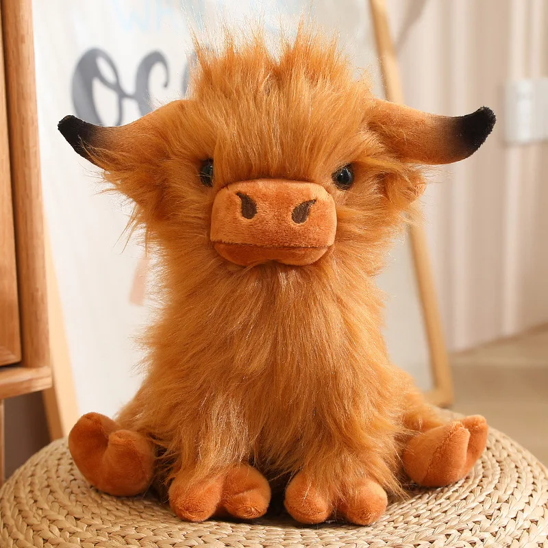 

Simulation Highland Cow Stuffed Animal Plushie Cattle Yak Toys Longhair Bull Doll Scottish Plush Toy For Kids Gifts Home Decor