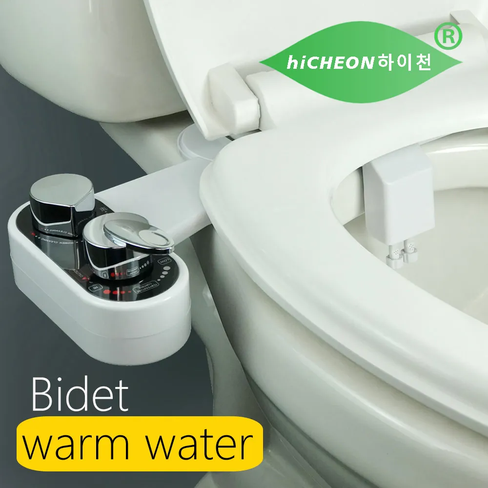 Bidet Hot Cold Warm Water Bidet for Toilet Seat Attachment Sprayer Shattaf Japanese Cover Dual Nozzle