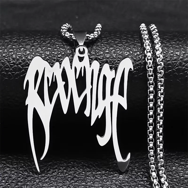 Punk-Halskette aus gebrochenem Edelstahl mit Spikes für Damen/Herren, silberfarbene Anhänger-Halsketten, Schmuck, Collier Lettre N3430S03