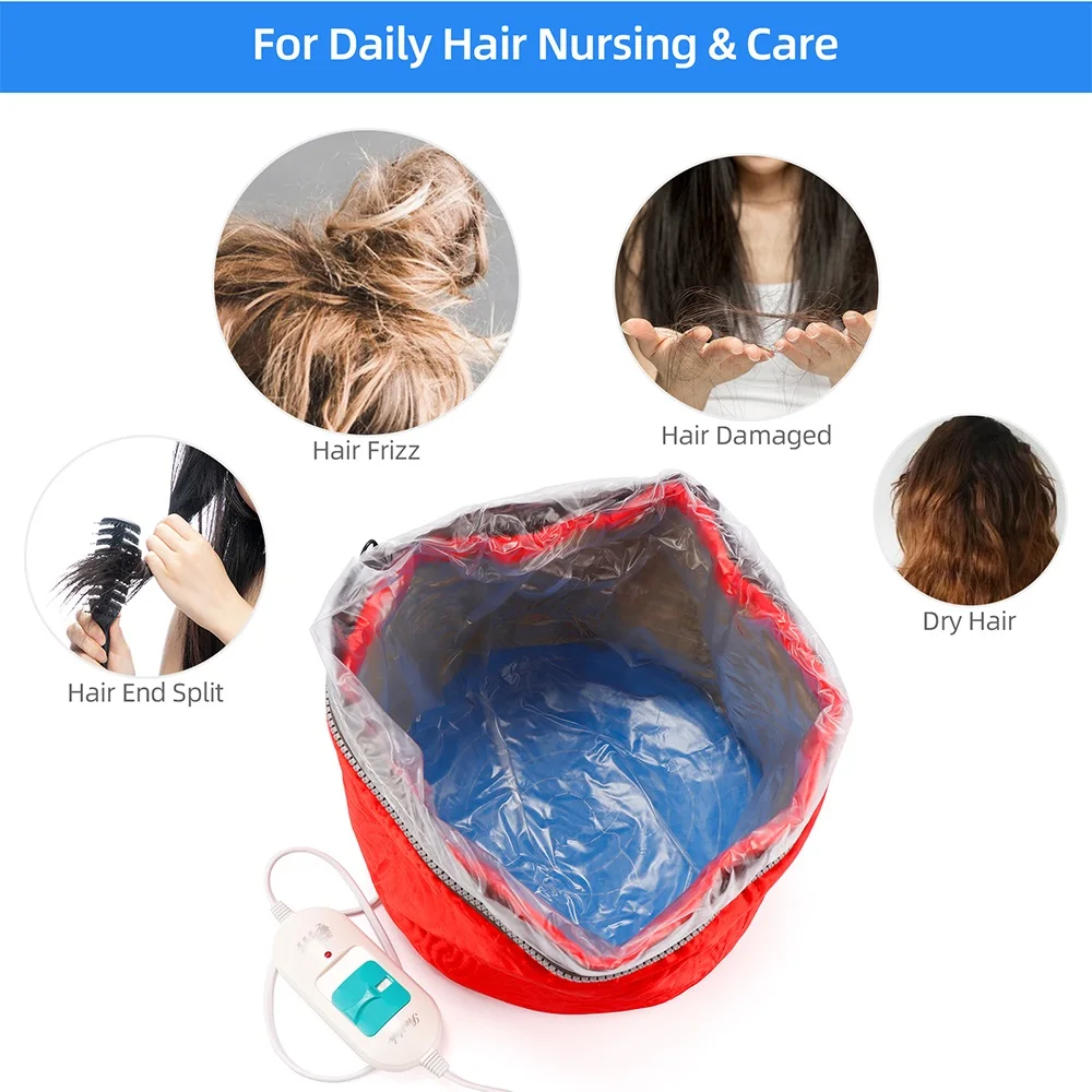 Electric Heating Hair Cap Steamer Nourishing Hair Thermal Treatment Hair Mask Baking Oil Cap Hair Care Hat US/EU/UK AU Plug images - 6