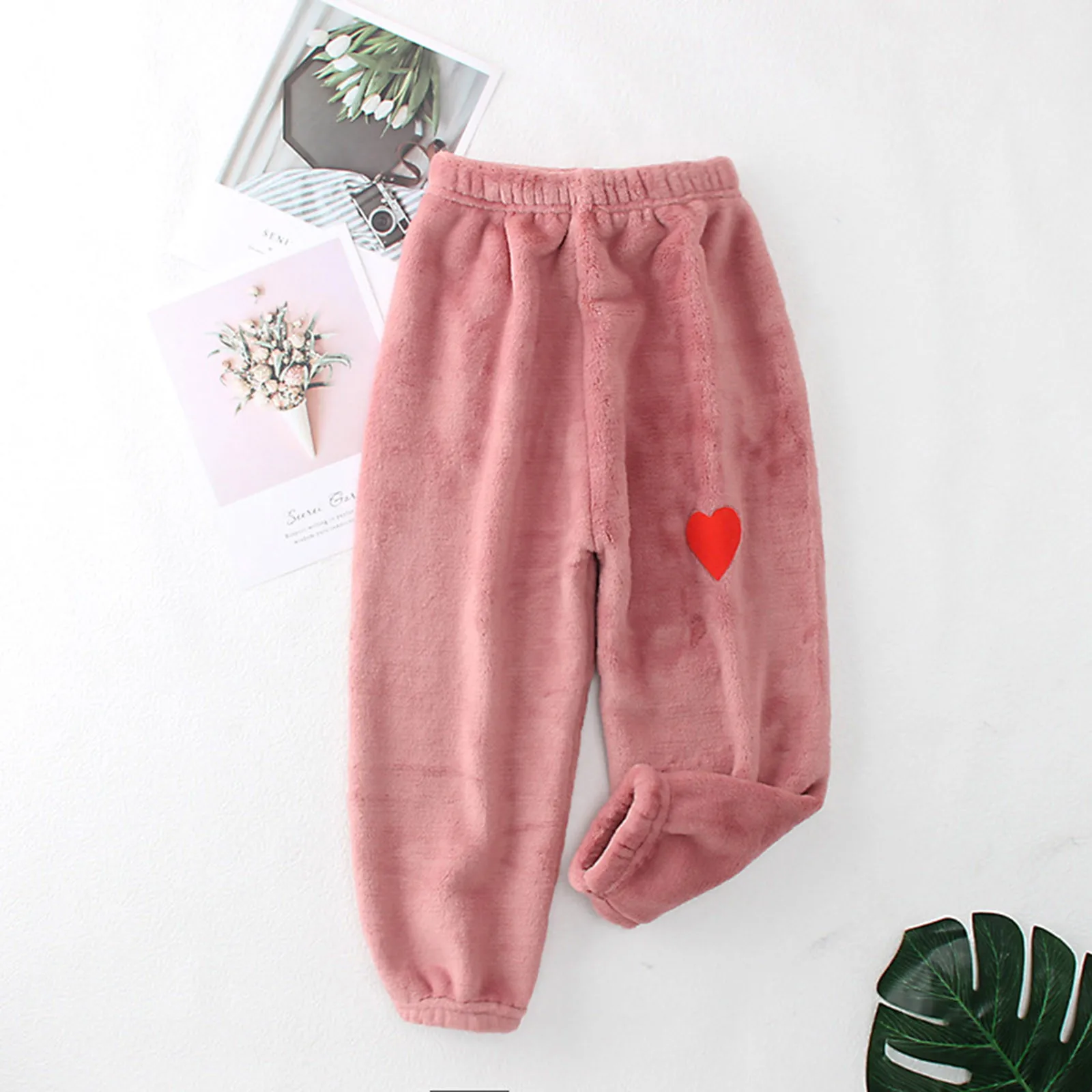Kids Boys Girls Heart Pattern Super Soft h Pajama Pants Indoor Pants Cute Flannel Comfy Sleep Bottoms