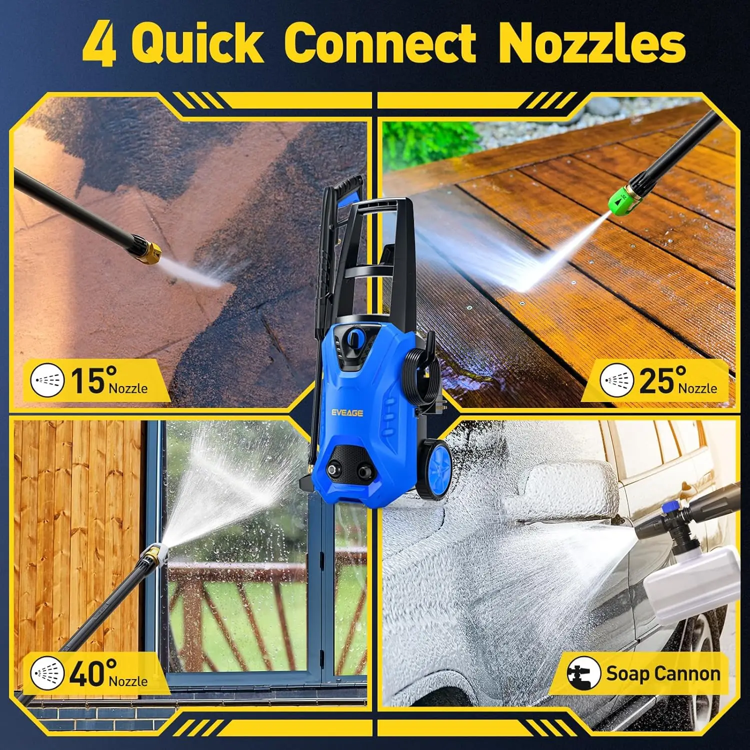 Certified Electric Pressure Washer Power Washer Foam Cannon 3 Different Pressure Nozzles For Cleaning Patios Cars