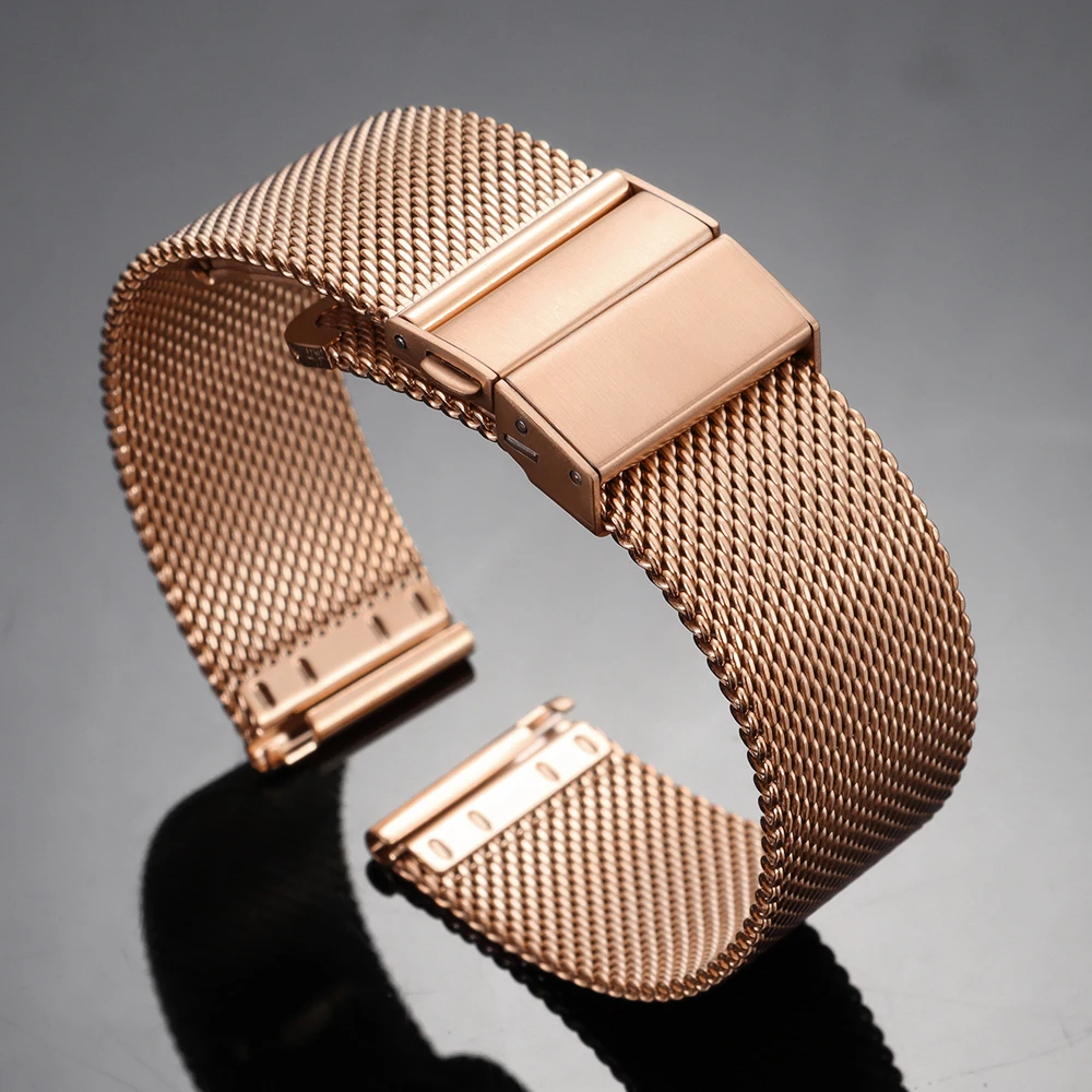 Sleek Black Milanese Stainless Steel Quick Release Watch Band