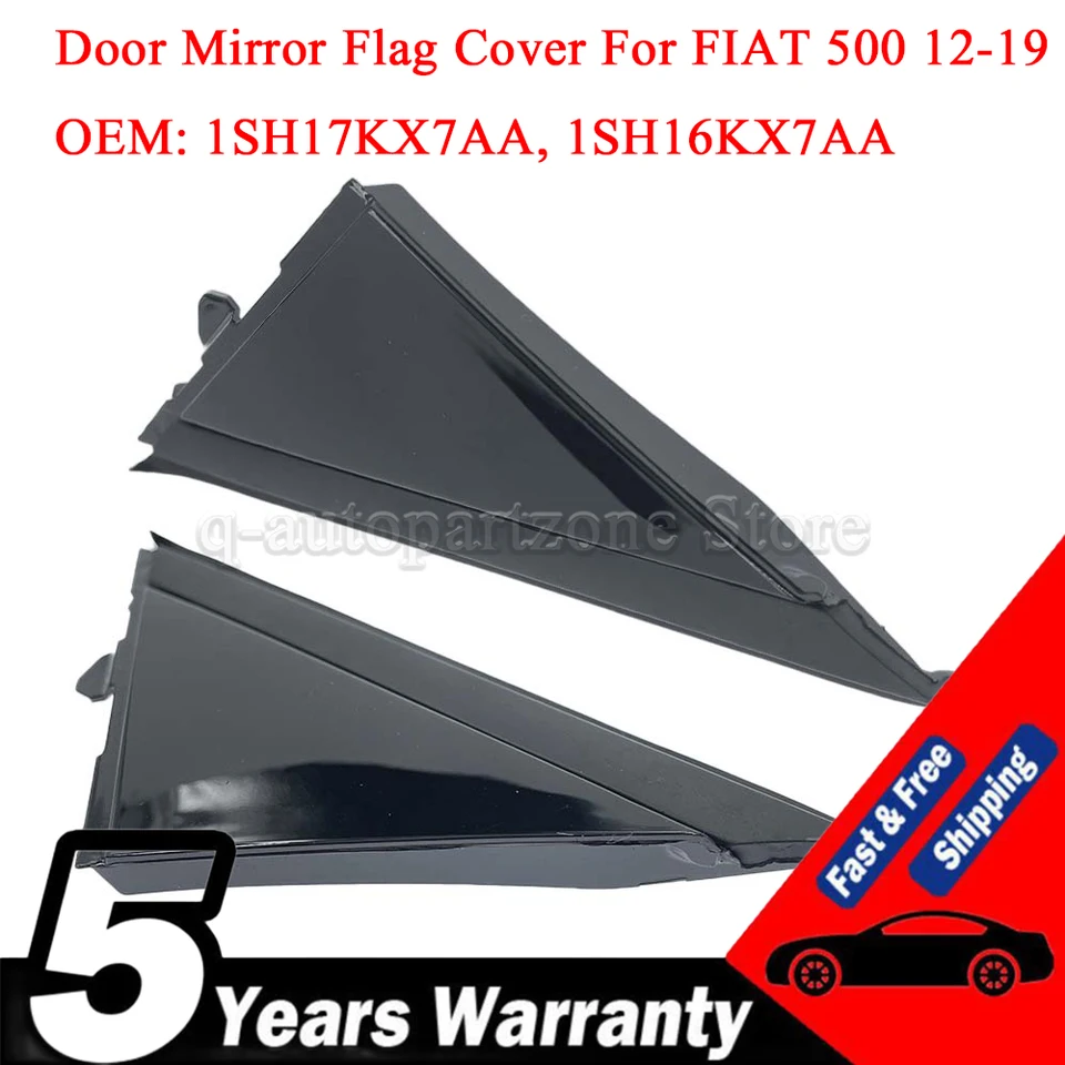 Modanatura Specchio Triangolo In ABS Per Fiat 500 2012-2019 – Copertura Lucida Nero, 1SH17KX7AA