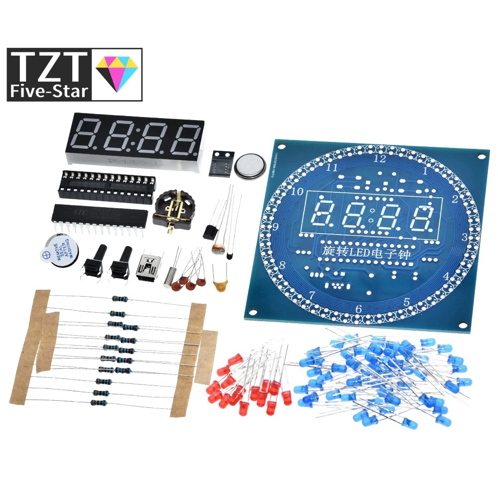 DS1302 Rotating LED Display Alarm Electronic Clock Module DIY KIT LED Temperature Display for arduino electronic diy kit arduino module arduino diy kit arduino development kit arduino module for arduino digital clock module