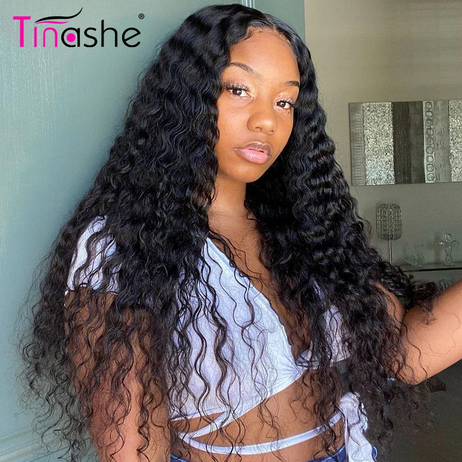 Tinashe Brazilian Deep Wave Wig 200 Density Hd Transparent Lace Wigs Remy Lace Front Human Hair Wigs 360 Frontal Wig