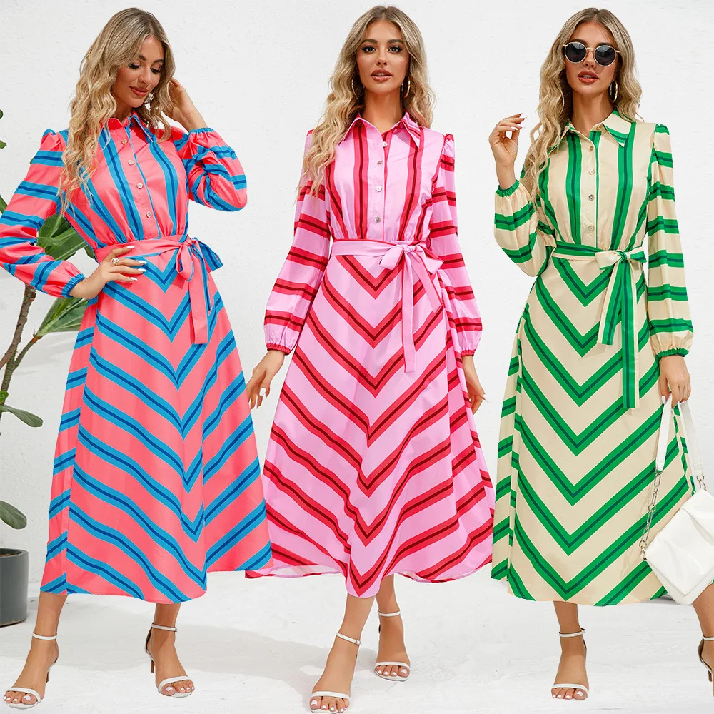 

Long Sleeve Striped Shirt Dress