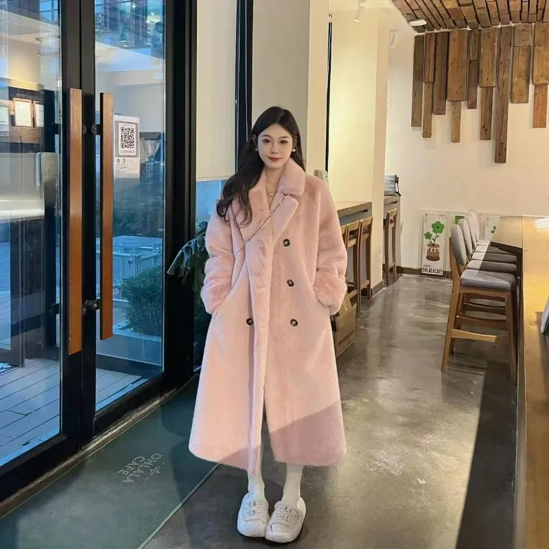 Women 2023 New Autumn and Winter Mao Mao Environmental Protection Fur Coat Imitation Mink Velvet Fur Thickened Long Suit Collar