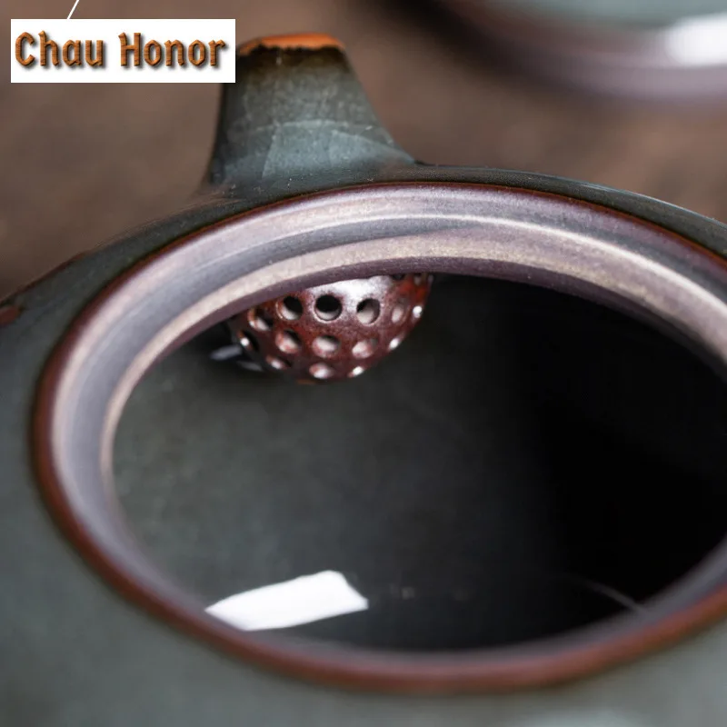250ml Longquan Celadon Ge Kiln Iron Tire Teapot Boutique Tea Infuser Pot Tea Maker Kettle with Ball Hole Tea Services Collection