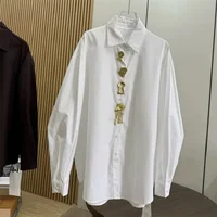 Chemisiers en coton à paillettes amovibles pour femmes, Design de marque de luxe, chemises à manches longues, tendance printemps 2026, noir et blanc, vêtements pour femmes 5