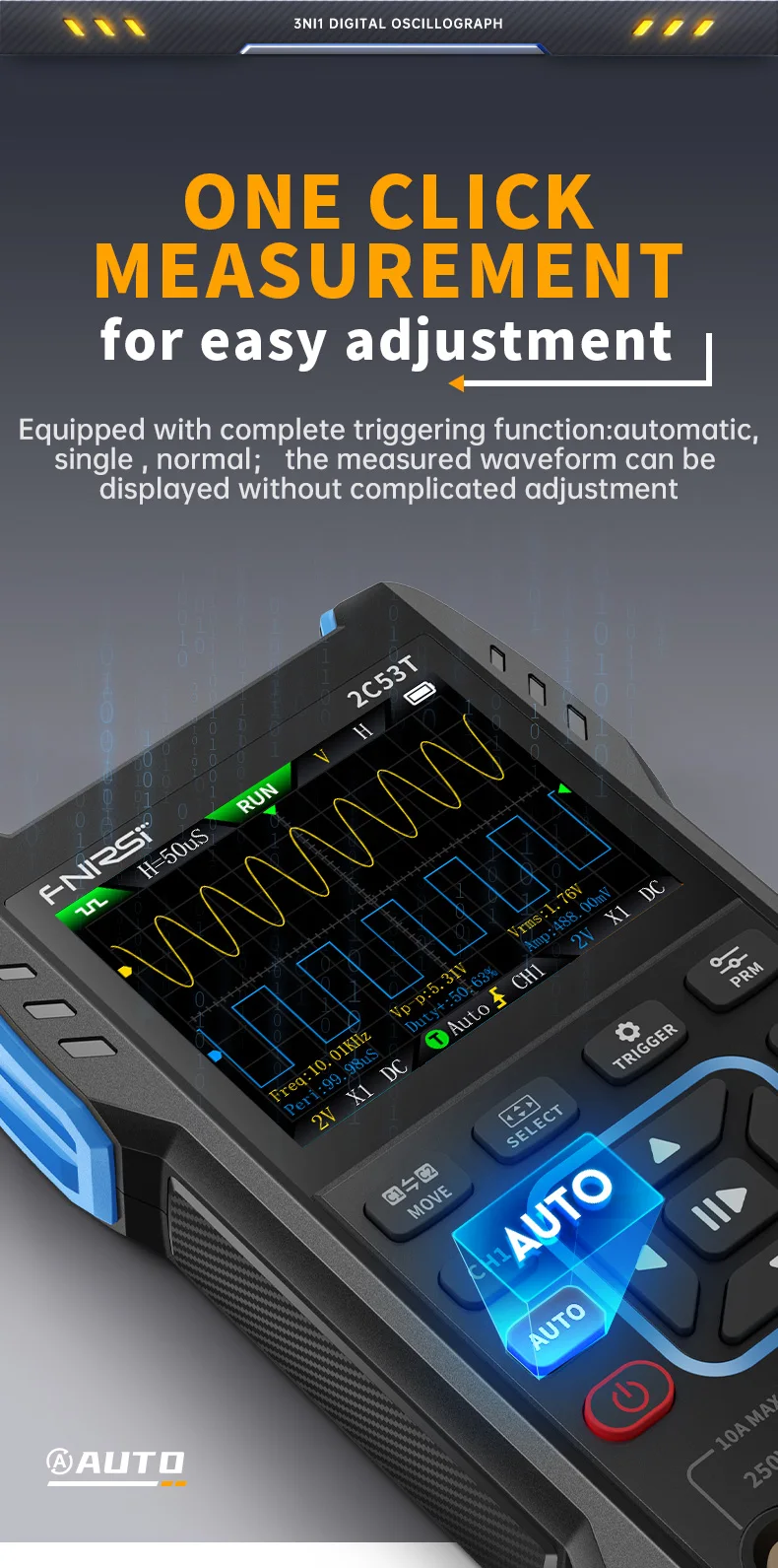 2C53T Three In One Oscilloscope Handheld Multimeter Signal Generator 50mHz Bandw