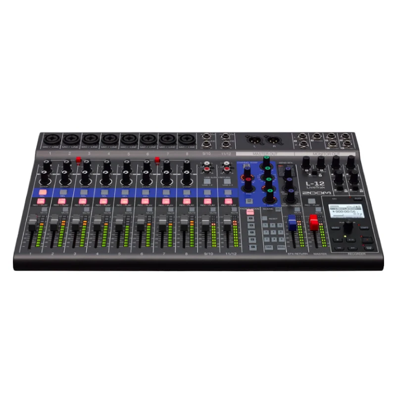 ZOOM LiveTrak L-12 디지털 믹서 및 멀티트랙 레코더, 음악, 팟캐스팅 등에 적합, 14입력/4출력 USB 오디오 인터페이스