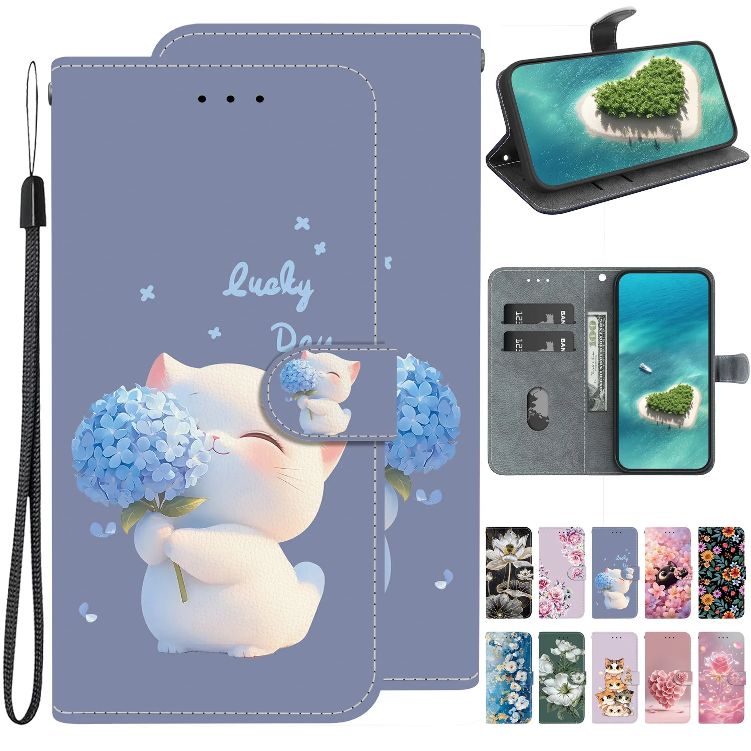 Premium Flip Leather Magnetic Wallet Phone Case with Book Design