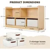 Shelf with Storage Boxes, Wooden Toy Storage Organizer for Books Toys, 2 Shelf Bookcase, 5-Section Storage Cabinet 2