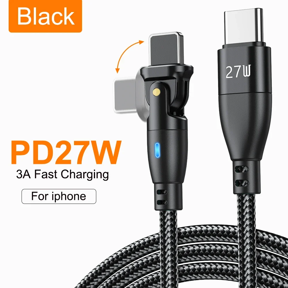AUFU USB C to Lightning 27W Fast Charging Cable with 180° Rotating Design