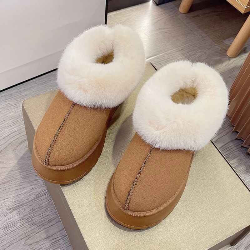 Woolen shoes women wear fur one snow boots winter new slip-on warm cotton shoes