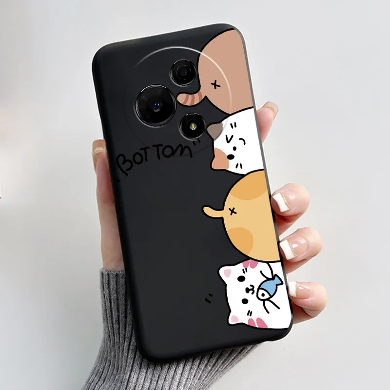 Aesthetic Cute Cat Soft Silicone Black Protective Phone Case Cover