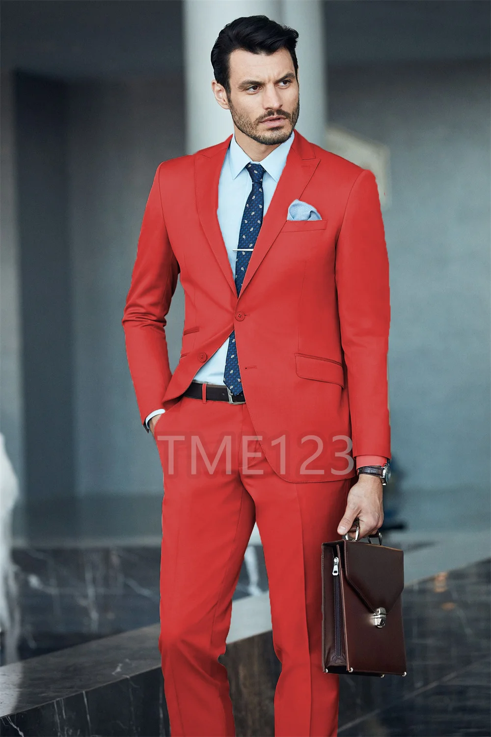 

Slim Fit Gentlemen Suits for Men 2 Piece Red Wedding Groom Tuxedo Male Fashion Smoking Costume Jacket with Pants 2022