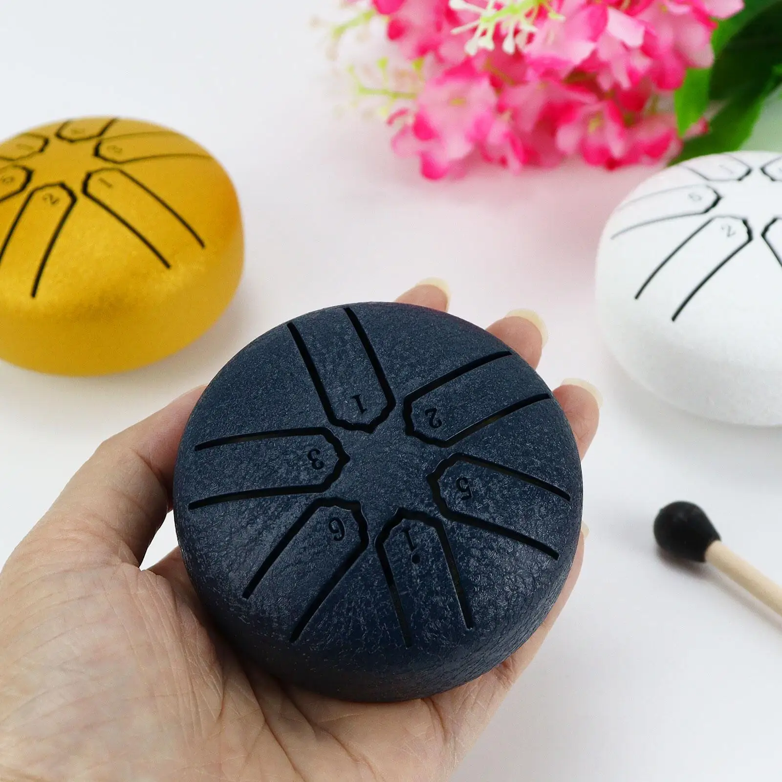 3-Inch 6-Tone Steel Tongue Drum Mini Hand Pan Set with Drumsticks & Song Book, Ideal for Beginners & Music Lovers, Percussion