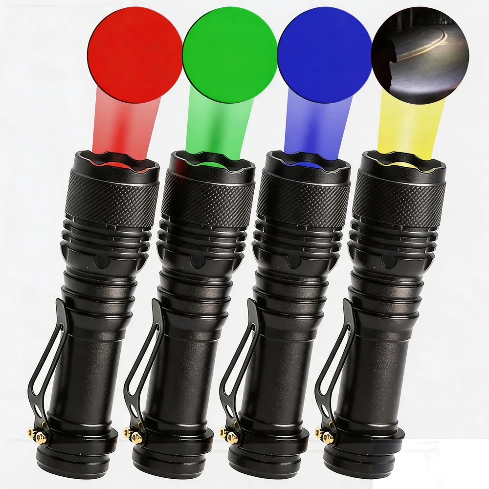 High Power Red, green, blue, white LED Flashlight - Powerful three-mode Light Torch for Astronomy, Aviation, Night Observation