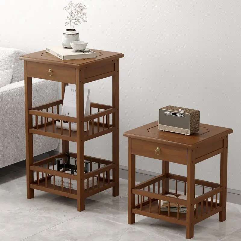 Creative Table Portable Small Tea Table Modern Simple Household Sofa Edge Cabinet Sofa Side Corner Bamboo Rack Storage New