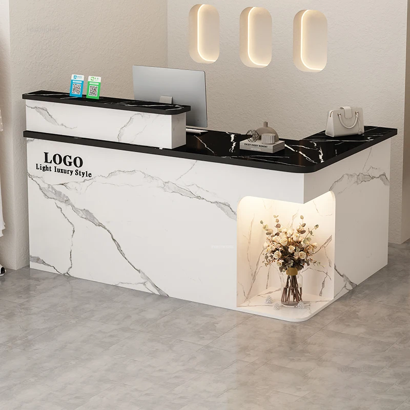 Nordic Beauty Salon Reception Counter Office Furniture Creative Company Corner Reception Desk Clothing Store Cashier Bar Counter