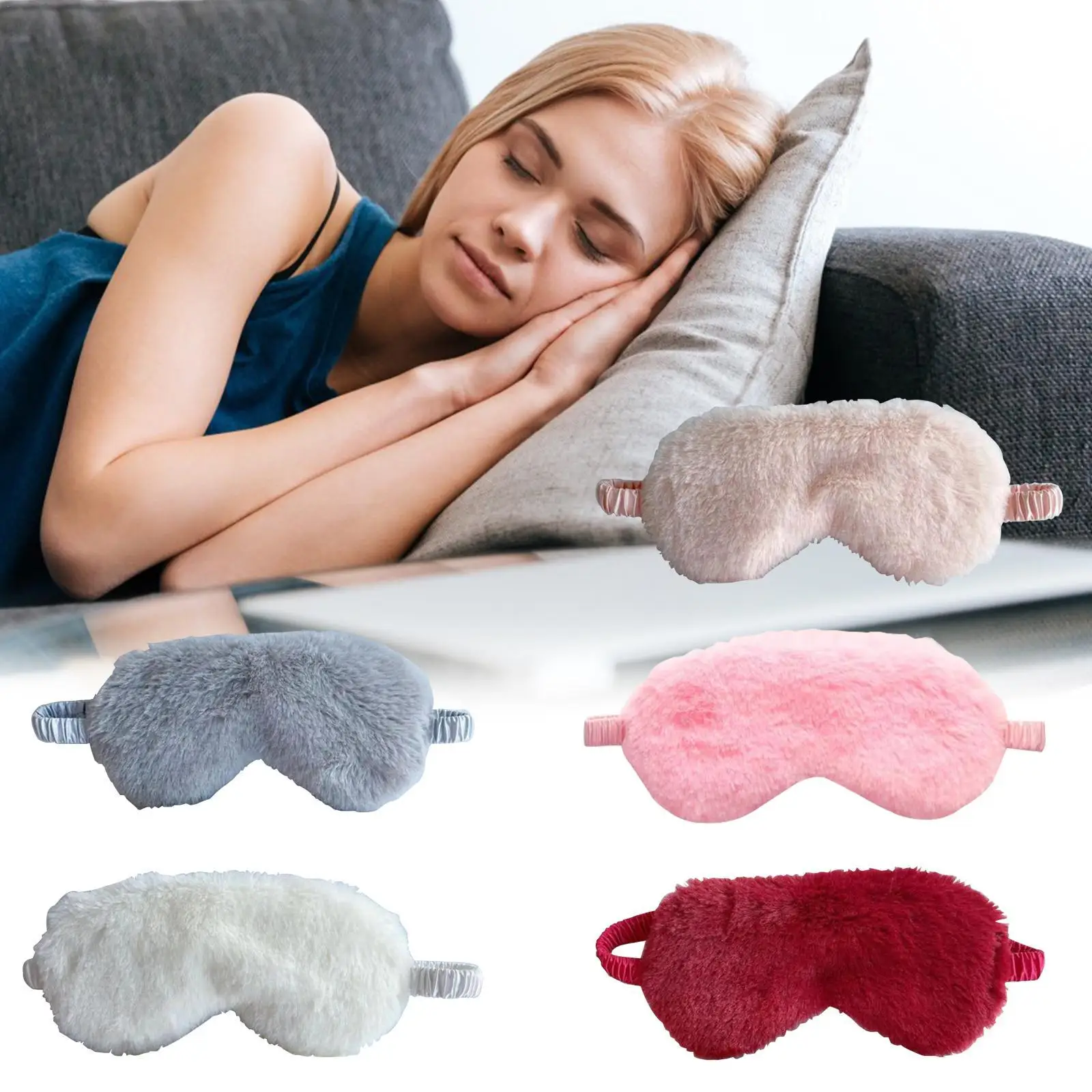 Peluche Sleeping Eye Cover Sleep Mask Silk Sort Blindfold Rabbit Hair Warm Dream Night Bandage Aid Band Relax Travel Eye Cover