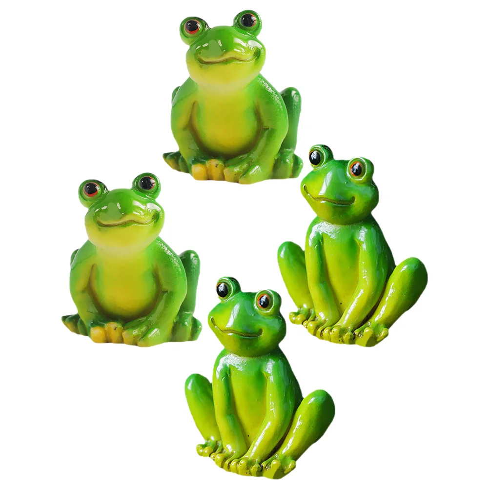 

4 Pcs Frog Ornaments Sculptures Miniature Dollhouse Accessories Frogs Cake Decorations Decorate