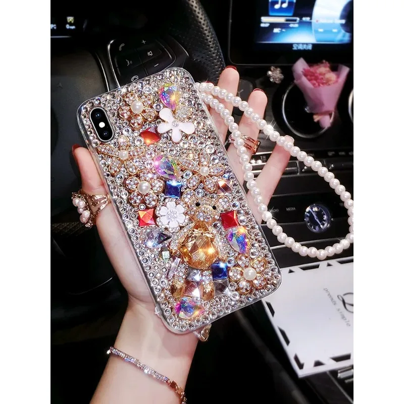 

Rhinestone Phone Case for Women and Girls, Bling Diamond Clear Bumper Cover for Xiaomi Redmi 9A, 9C, Note8, 9Pro, Note10S
