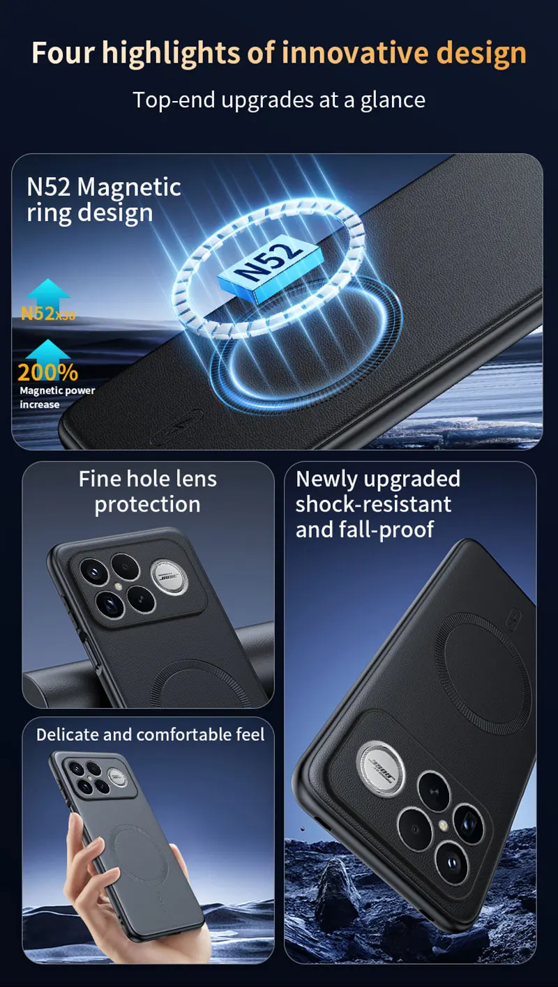 Für Redmi K90 Pro Max Fall Magnetische Leder Schild Abdeckung Für Redmi K90 Pro Max Anti-Fingerprint Nicht-Slip PC + TPU – Detail 6