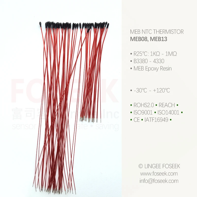 Lingee MEB08 0.80mm Epoxy resin NTC Thermistor Temperature Sensor