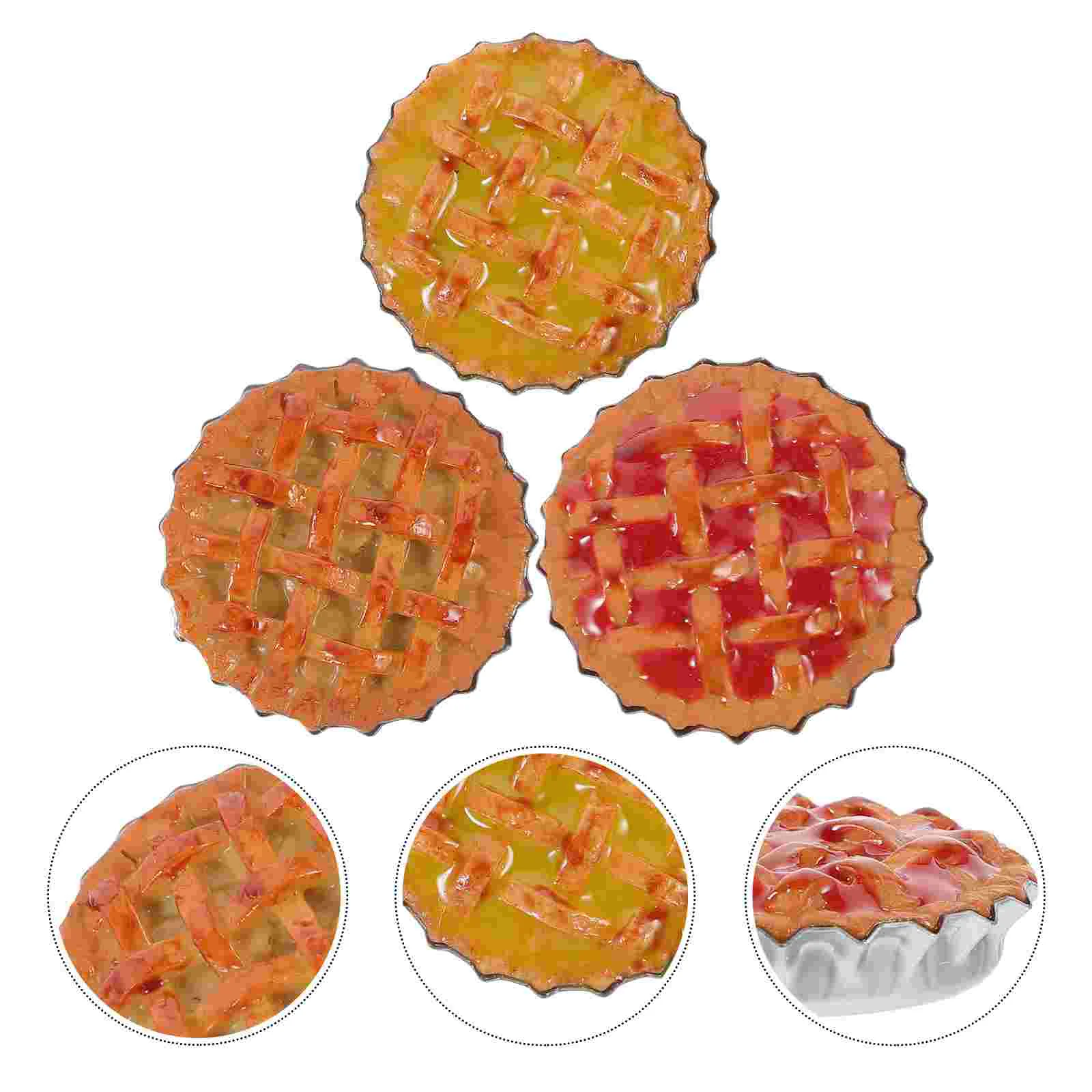 

3pcs Miniature Food Model Lifelike Dessert Model House Pies Miniature Desserts