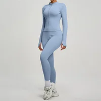 SVEIC Women's Two Piece Tracksuit Yoga Set Long Sleeve Jacket High Waisted Leggings Breathable Gym Clothes For Women Sportswear - Image 3