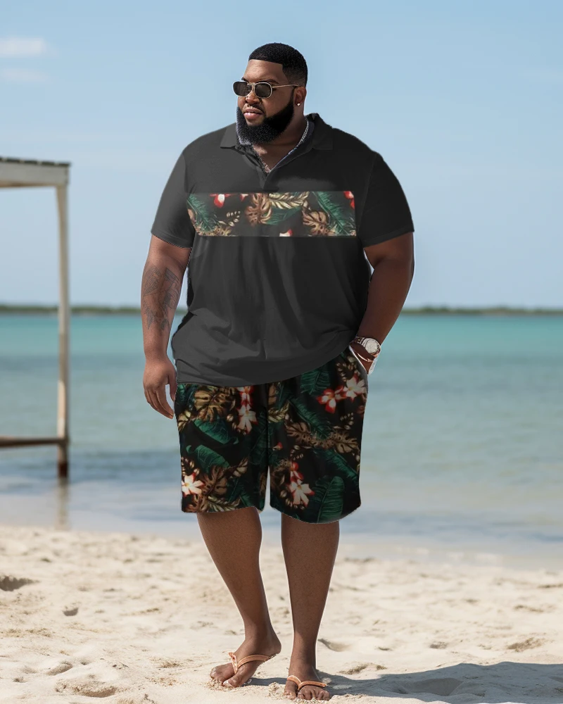 Biggmans L-9Xl Shirt Two Piece Sets for Men's Clothing Hawaiian Beach Maple Comfort Leaf Lapel Large Big Plus Size Top Suit