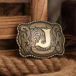 Western - Style Embossed Metal Belt Buckle with Retro Design (J)