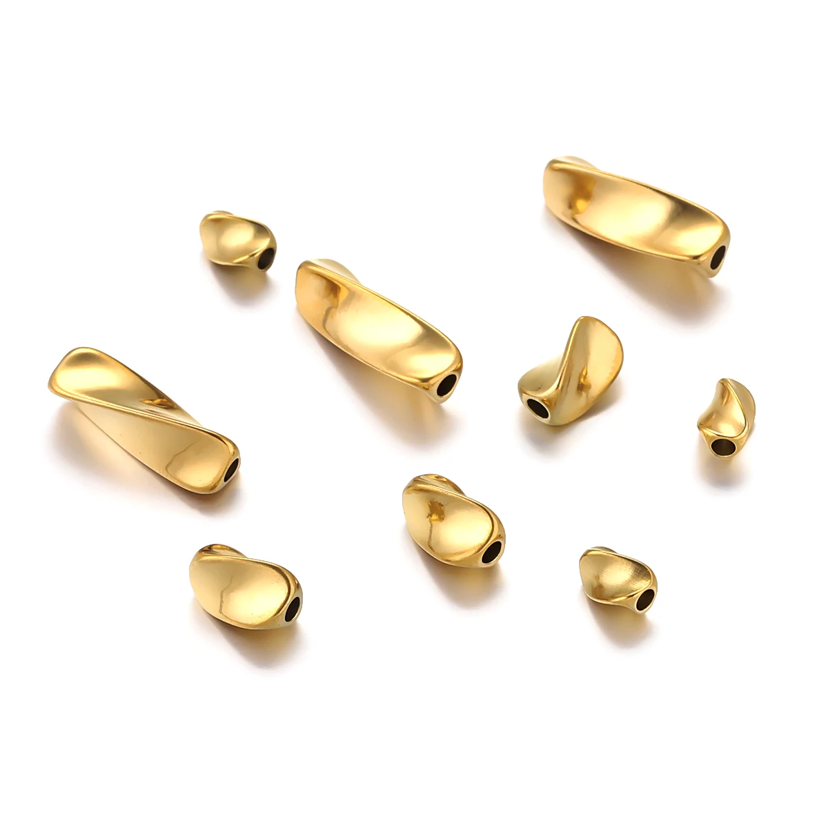 

5pcs Stainless Steel PVD Plated 18K Gold Distortion Spiral Bead Loose Spacer Circles Beads for DIY Jewelry Making Wholesale