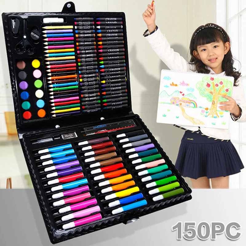 150Pcs Art Set Watercolor Markers Crayons Water Pen Drawing Set Artist Painting Tools School Stationery Gifts