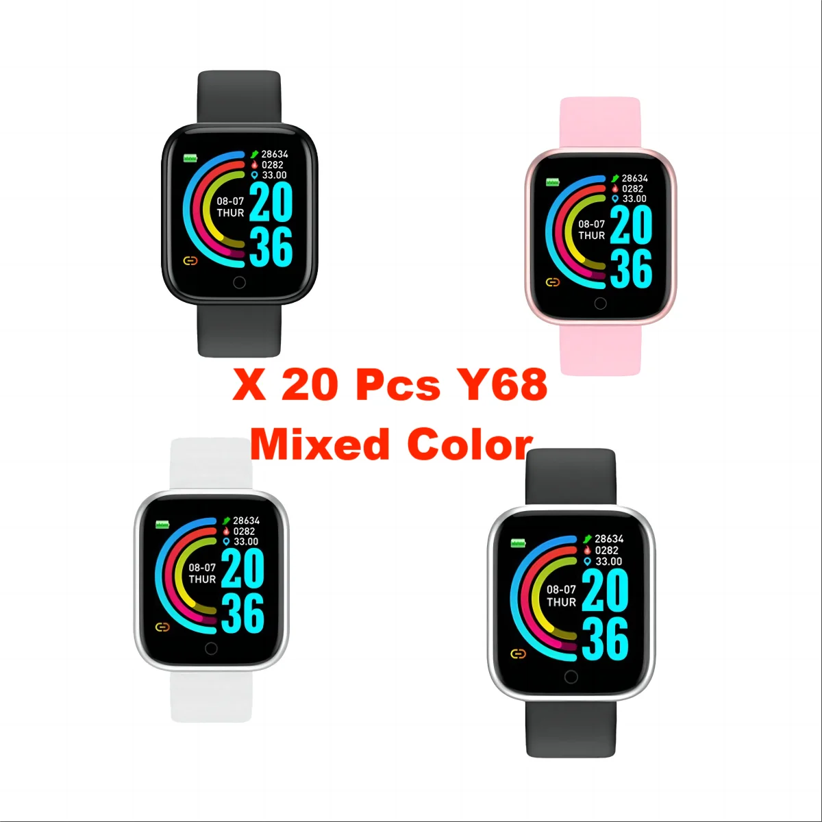 Wholesale 20 Pcs Y68 Smart Watch APP FitPro USB Charging Custom Picture