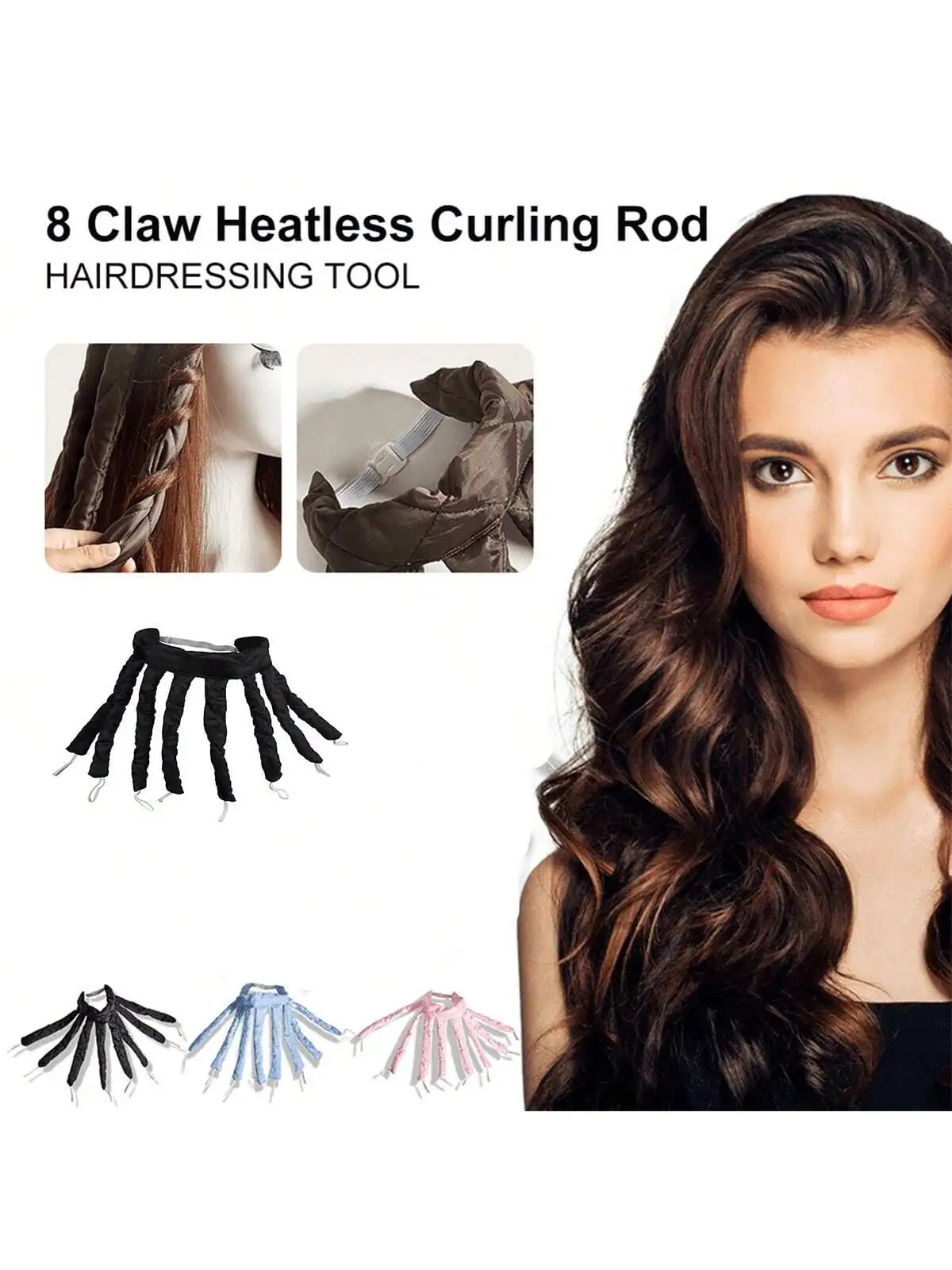8 Claw Lazy Curler Non-Heating Curling Iron Headband Curling Ribbon Sleep Soft Wavy Hairdressing Accessories Ribbon Styling Tool