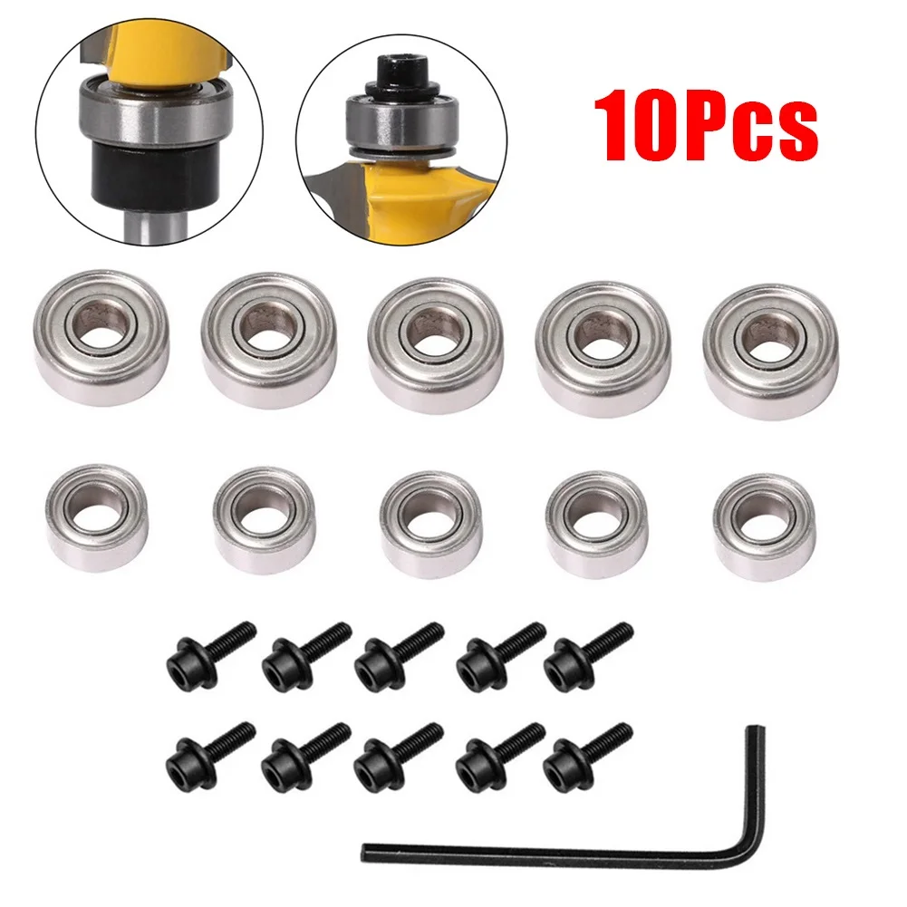 10pcs Router Bits Top Mounted Ball Bearings Guide For Router Bit