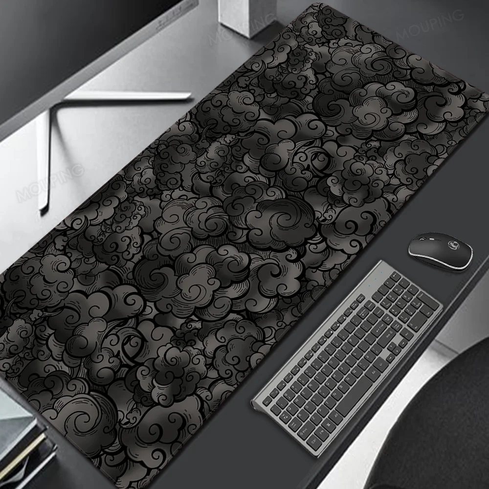 Nuvens Japonesas Grande Jogo Mousepad Tapete Kawaii Mousepad para Computador e Escritório Mouse Pad Playmat Preto Mouse Mats Acessórios
